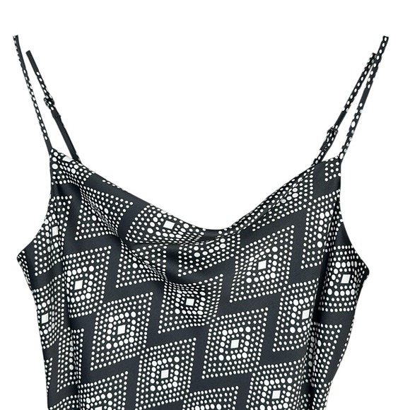 NWT Banana Republic Factory Grey White Geometric Design Satin Slip Dress Size S - Picture 4 of 12